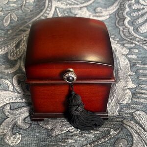Bombay Cherry Wood Trinket Box with Black Tassel